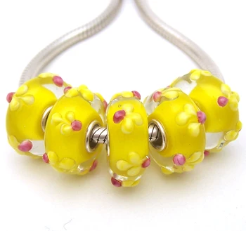 

JGWG2051 5X 100% Authenticity S925 Sterling Silver Beads Murano Glass beads Fit European Charms Bracelet diy jewelry Lampwork