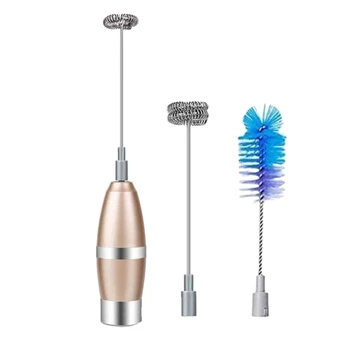 

Milk Frother Handheld Whisk - Battery Operated Electric Foam Maker Frother for Milk, Coffee,Cappuccino, Chocolate,Gold