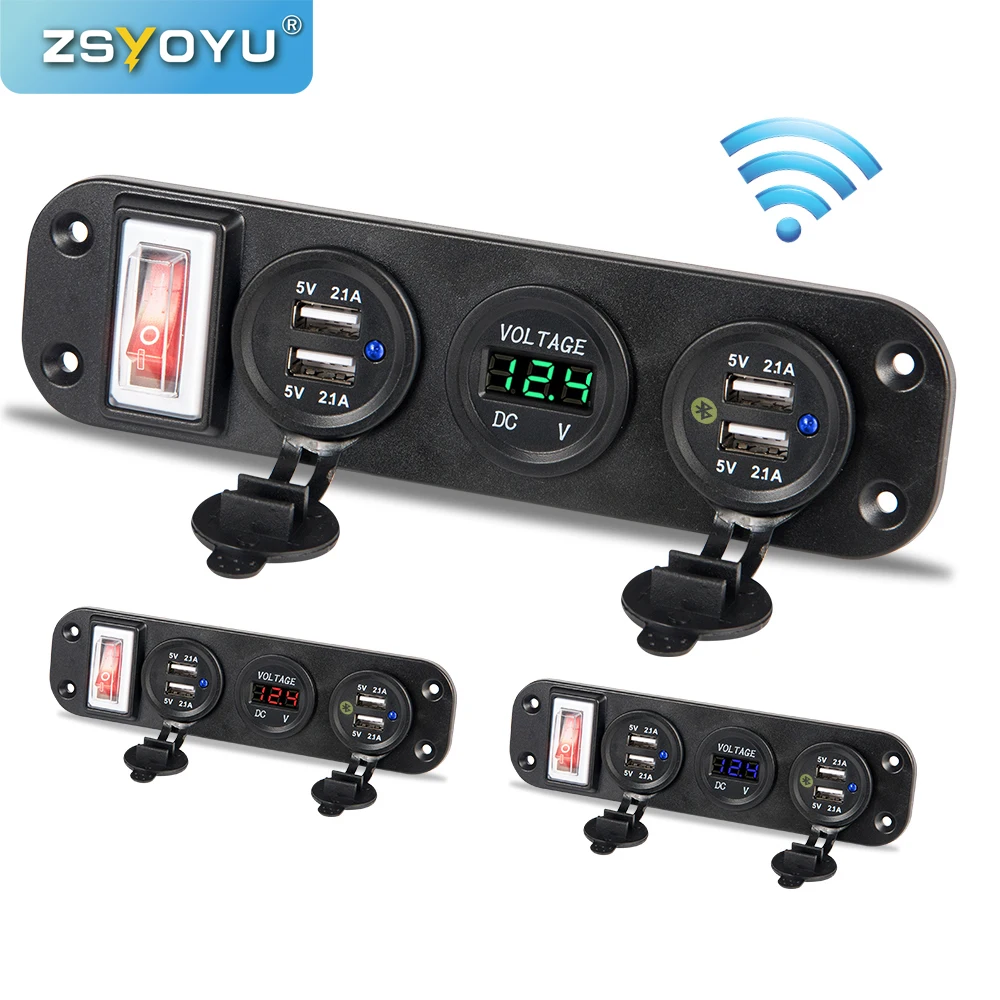Multi Port USB Charger Voltmeter Car Adapter Fast Phone USB Socket