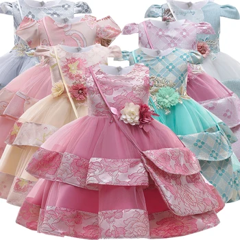 

2020 Christmas Free Bag Lace Flower Dress Costume Kids Dresses For Girl Children Clothes Bridesmaid Princess Party Wedding Dress