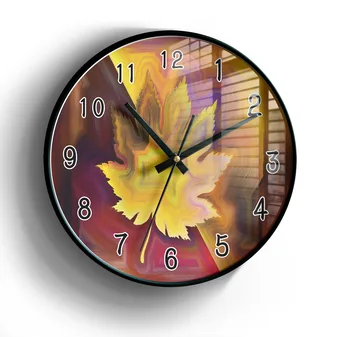 

Can customize LOGO or photo Diy office home Maple leaf Decoration wall clock 12 inches Quartz clock Men Women Children's gifts E