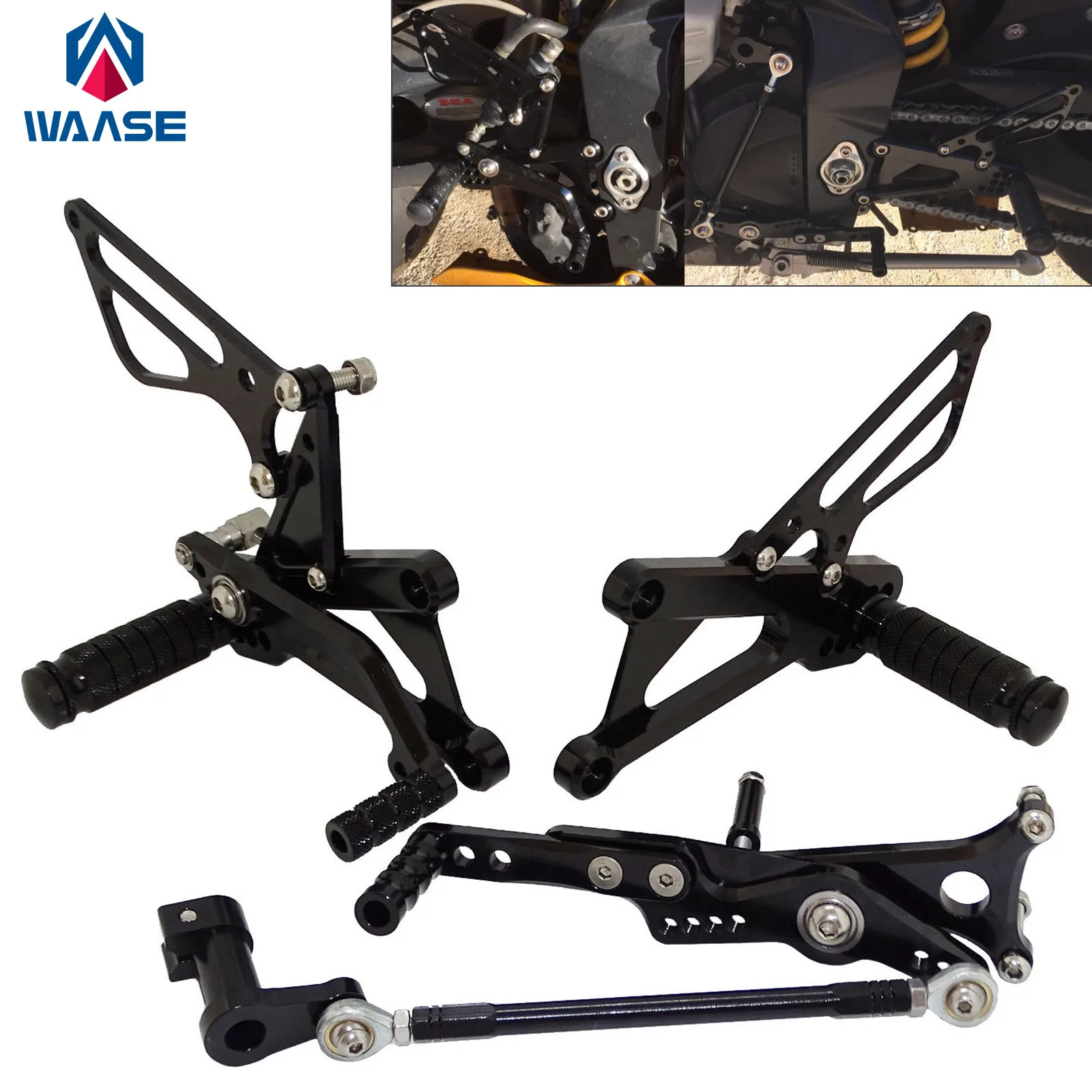 Motorcycle Adjustable Rider Rear Sets Rearset Footrest Foot Rest Pegs For Triumph Street Triple