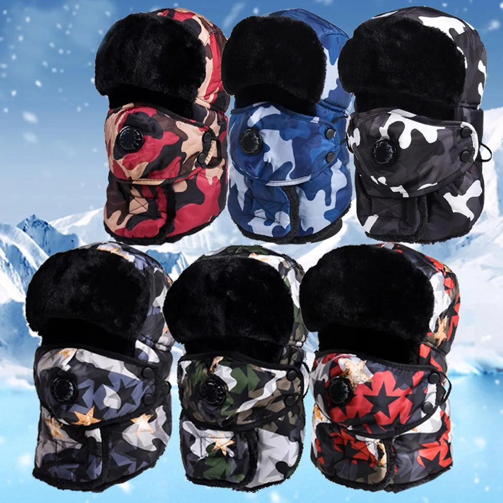 Зимняя ветрозащитная Лыжная шапка-ушанка теплая с ушками и маской теплые охотничьи шляпы для мужчин и женщин# NN929