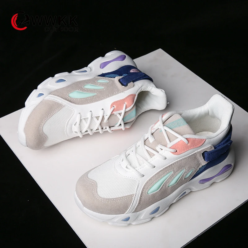 

WWKK 2019 Autumn Women Casual Running Shoes Flats Female Chunky Sneakers Women Shoes Sport Breathable Mesh Footwear Ladies Shoes