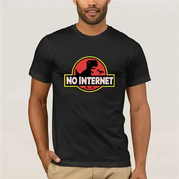 

Hot men's fun casual print T shirt Nerd Parody No internet Dinosaur Park T shirt men dino funny Men's t shirt