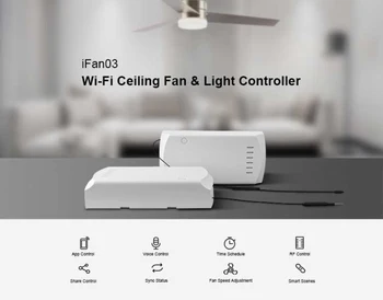 

SONOFF IFan03: Wi-Fi Ceiling Fan And Light Controller Switch Touch Panel For Google Alexa Control zad