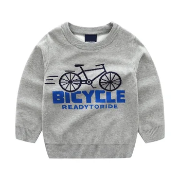 

Boys Cute Cartoon Christmas Sweaters Autumn Winter 2019 Boy Pullover Knitted Casual Sweater Children Knit Letters Bicycle Tops