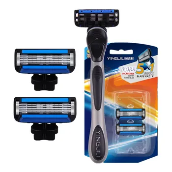 

TFLYSHAVE Men Shaving Razor Blade for Men 5 Layer Shaver Razor Hair Removal Trimmer Blade (1 Holder+2pcs Blade)