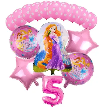 

16pcs/lot Tangled Rapunzel Cinderella Snow White Princess Foil Balloons Baby Birthday Party Decoration kids Helium Balloons