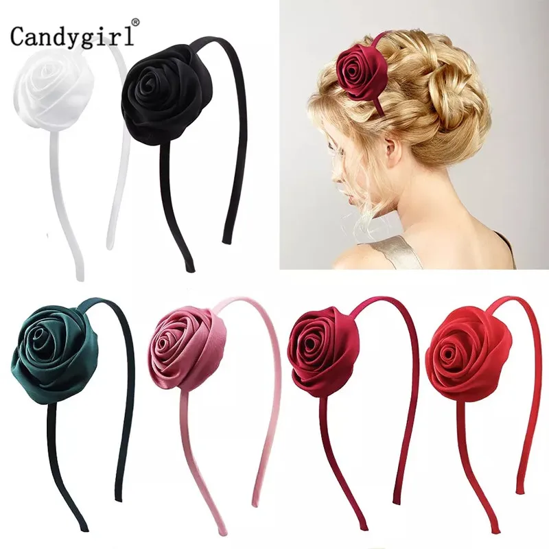 New Women Big Rose Flower Hairbands Fashion Fabric Headbands For Girls Birthday Party Shopping Ladies Hair Accessories Gifts |