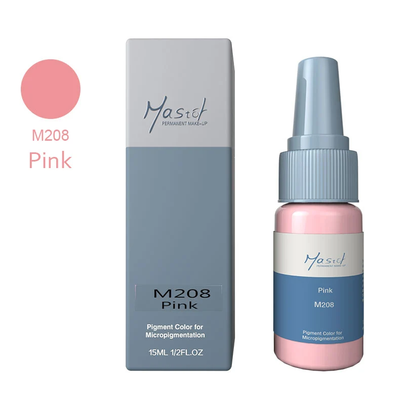 Mastor Permanent Makeup tattoo ink, pure organic liquid pigment 1/2Oz(15ml) for eyebrow/lip tattoo ink - Color: M208 Pink