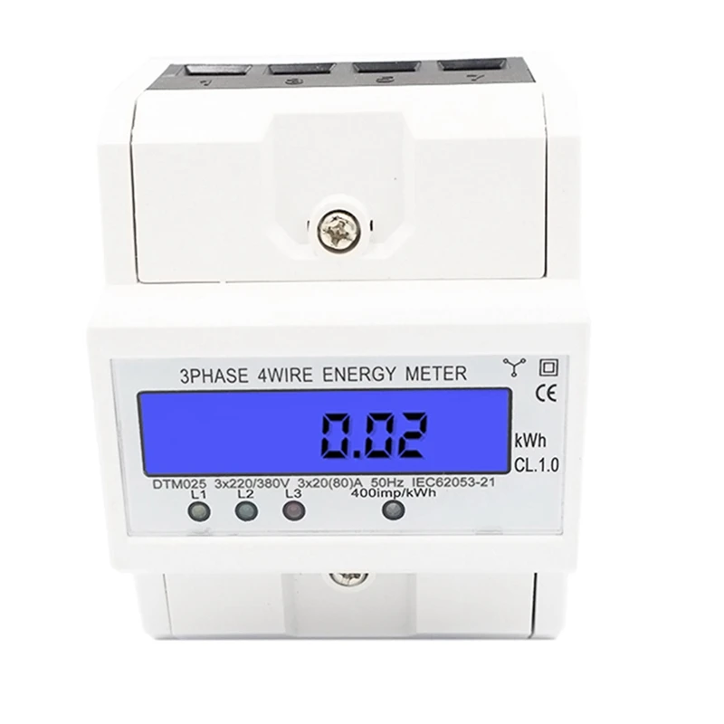 

LCD Backlight Three-Phase Guide Power Meter Wattmeter KWh 20-80A 50HZ 3xAC230/400V