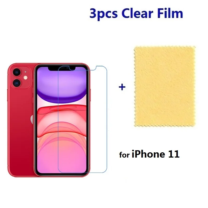 3 Pcs Soft Screen Protector For iPhone 11 PRO Max 6 6s Plus SE 5 Transparant Led Plastic Film Protective Glossy Foil Not Glass