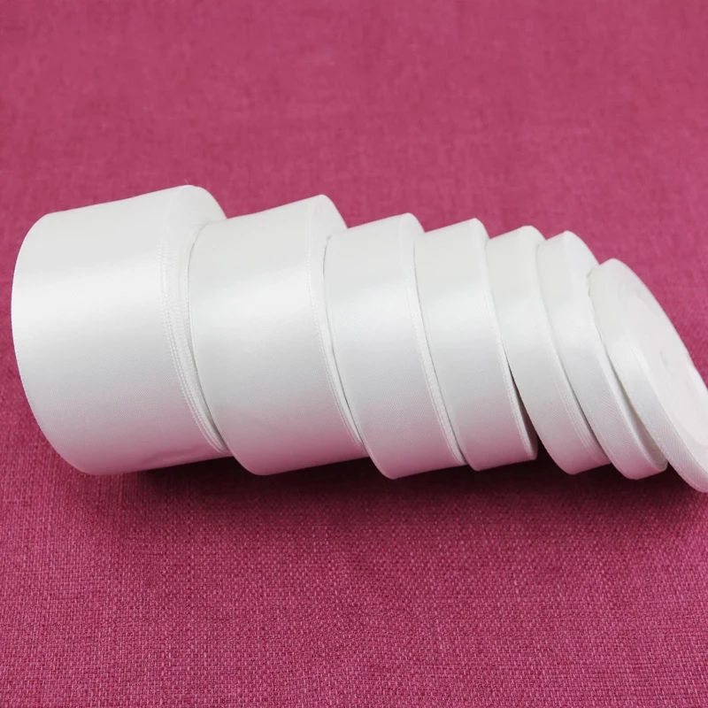 White Single Face Satin Ribbon Gift Wrapping Christmas ribbons satin ribbons ribbon decoration ribbon supplies wrapping ribbon satin ribbon christmas ribbon