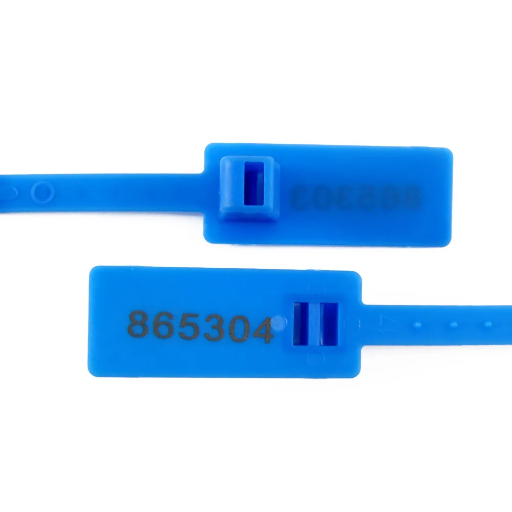 100 шт синие пластиковые защитные пломбы утапливаемый номер Транспортировочная упаковка бирка молнии Галстуки 338 мм