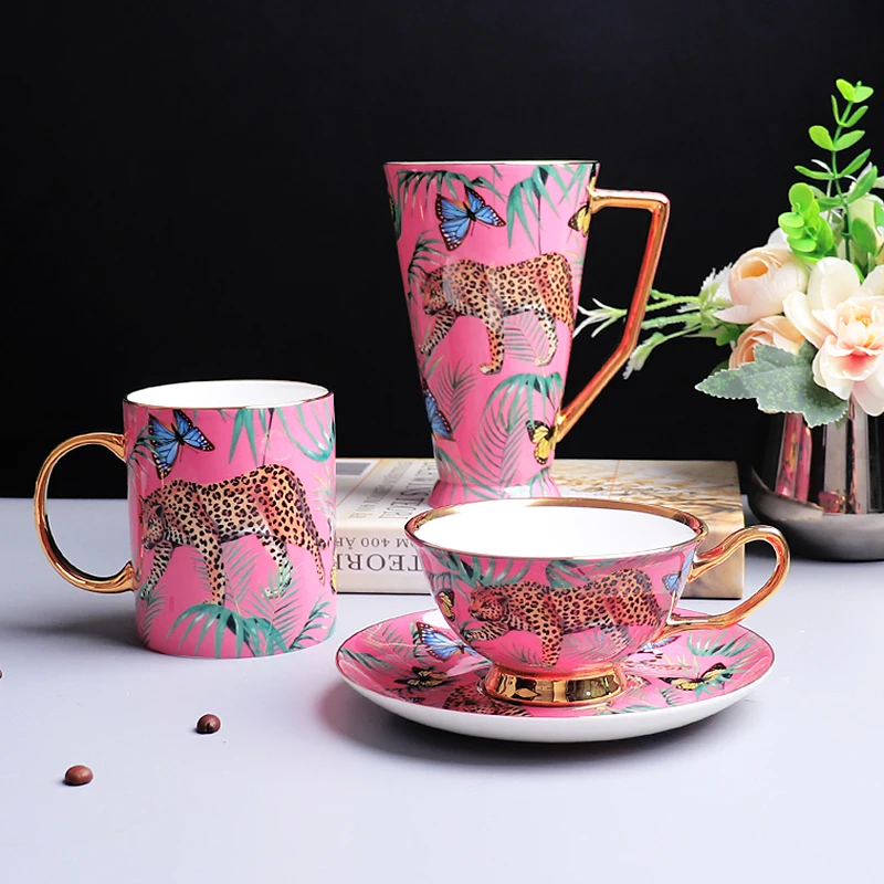 High-End Exquisite Bone China Coffee Set, Leopard Forest Cheetah Tea Cup,  Drinking Teacup Organizer, Home Kitchen Accessories - AliExpress