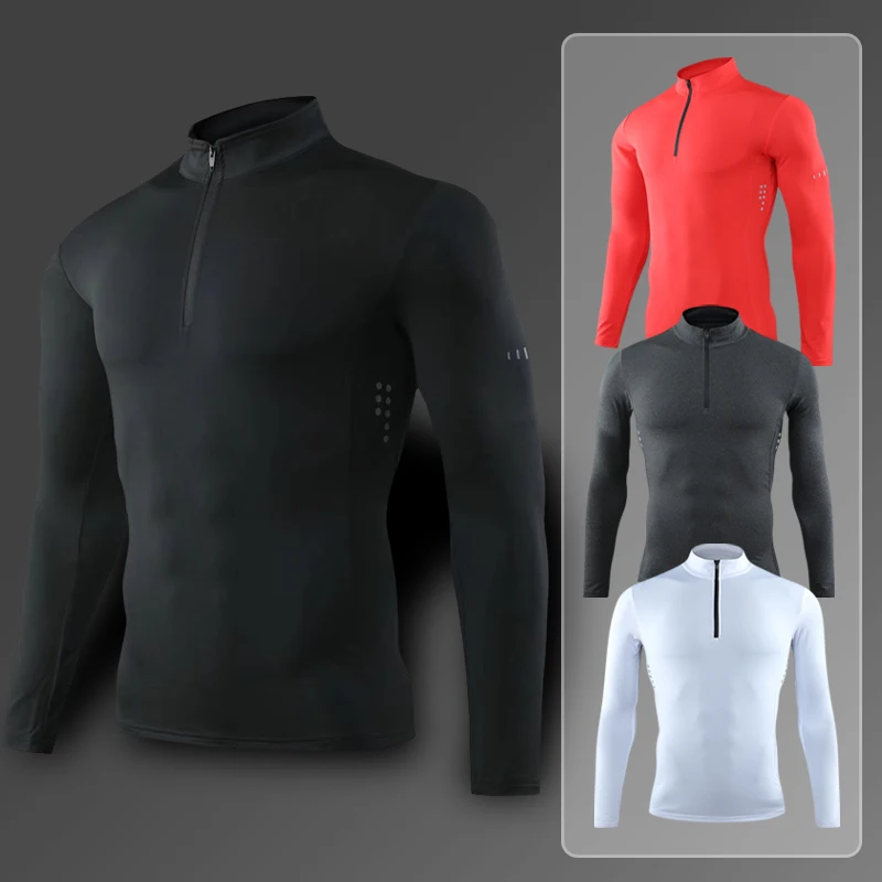 Sport t shirt running t shirt running t shirts fitness clothes compression t shirt men t shirts Men Tight Sport T-Shirt Long Sleeve Gym Running Clothing Fitness Compression Sportswear Zip Pullover Hiking Rashgard Sweatshirt