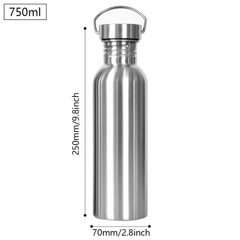 Urijk Fashion 350/500/750ml Large Capacity Stainless Steel Single Layer Sports Kettle Outdoor Bicycle Water Bottles