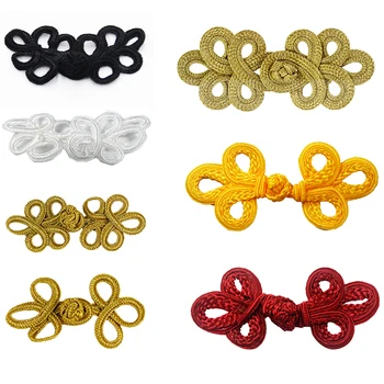

20set Cord Braided Looped Fastener Frog Closure Knot Button Sew for Hotel Chair Cover Traditional Cheongsam Supplies NK304