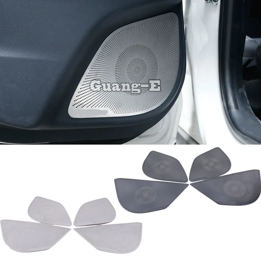 

For Toyota C-HR CHR 2017 2018 2019 2020 2021 Stainless Steel Car Stick Cover Frame Inside Door Audio Speak Ring Trim Frame 4pcs