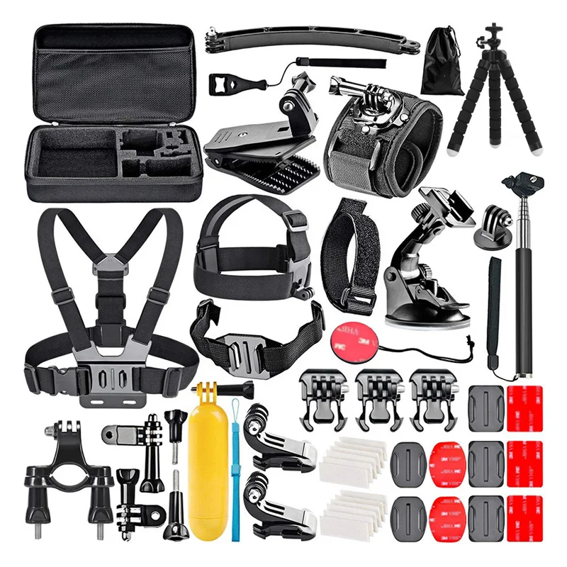 

50 in 1 Sports Camera Accessories Kit Selfie Stick Storage bag Head Strap Chest Set For Gopro SJCAM Xiaomi Yi Dji Osmo Action