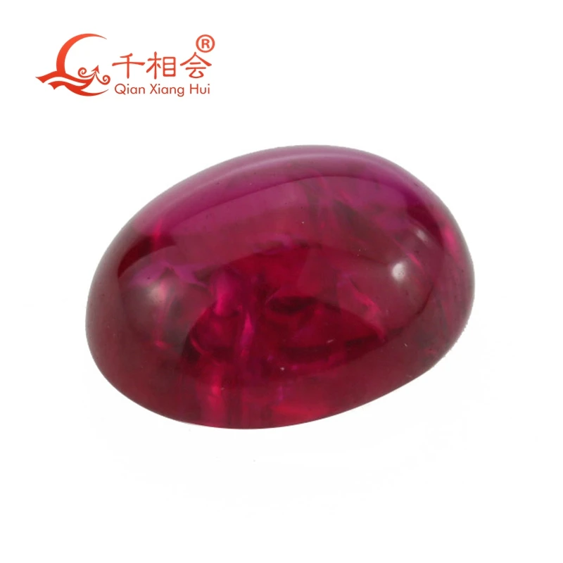 

oval shape flat back cabochon Artificial ruby 5# including minor cracks and inclusions corundum loose gem stone