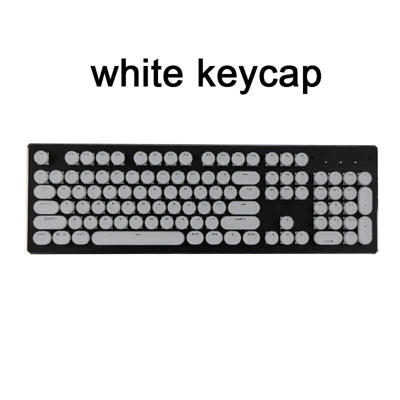 KEYCAP 104pcs Fashion Light Transmission Gaming Mechanical Steampunk Typewriter Round Key Cap Computer Peripherals Accessories - Цвет: White