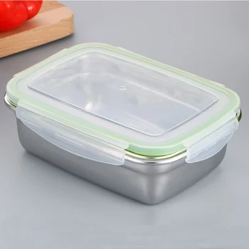 

Stainless Steel Rectangular Storage Box Environmentally Friendly Portable Food Storage Container Refrigerator & 88 Holes Silicon