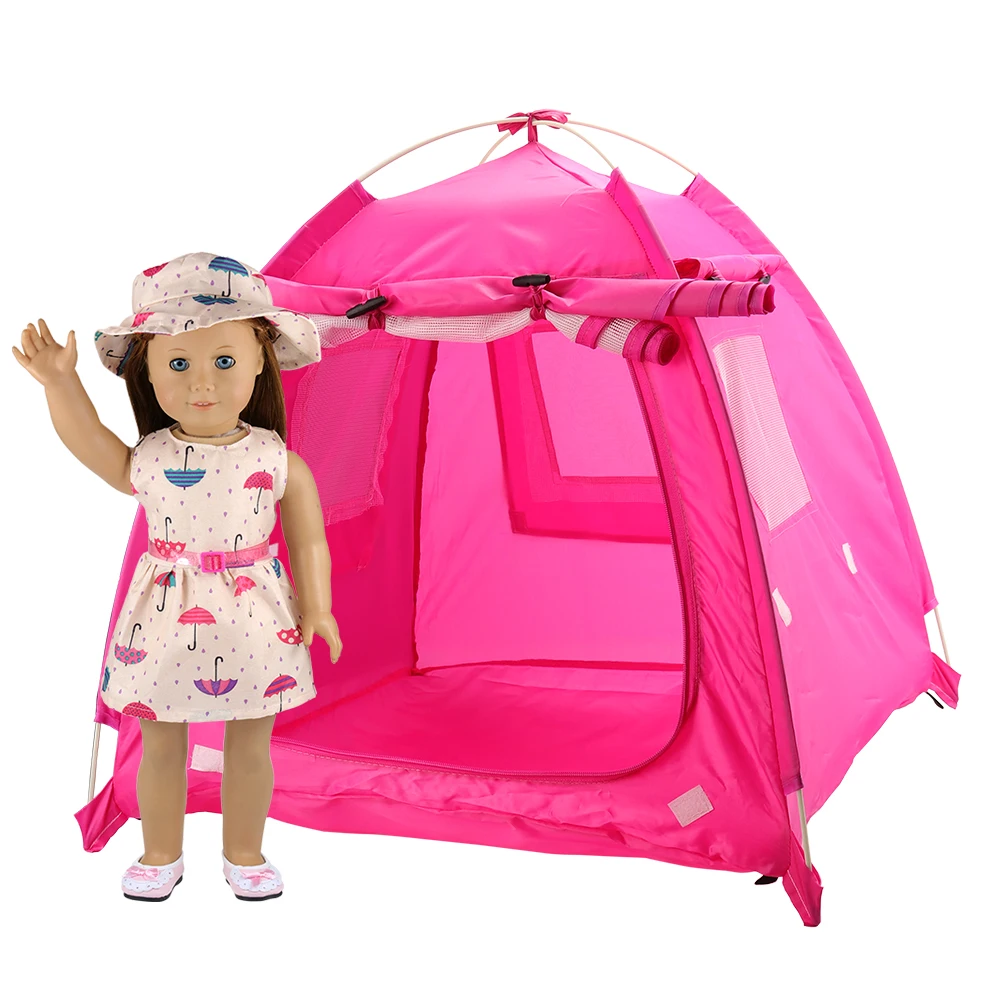 Tent only Новое поступление ручной работы дешевые детские куклы аксессуары для 18 дюймов куклы camper предметы для Америки для девочек подарок на день рождения Детские игрушки наборы - Цвет: Tent only