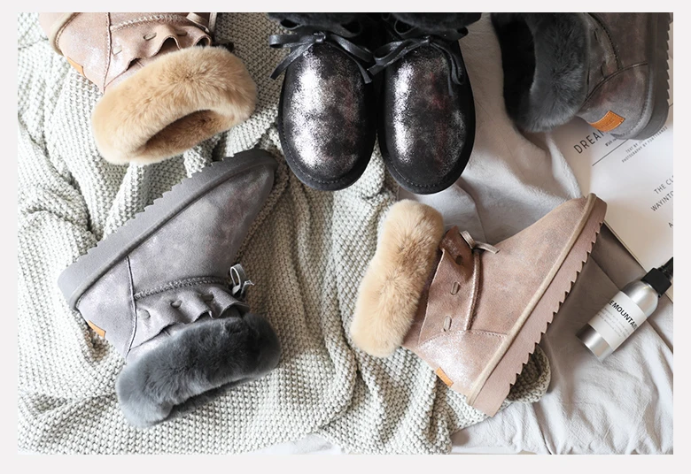 Australia's most fashionable short bow shoes in, real cowhide, natural wool, the highest quality snow boots