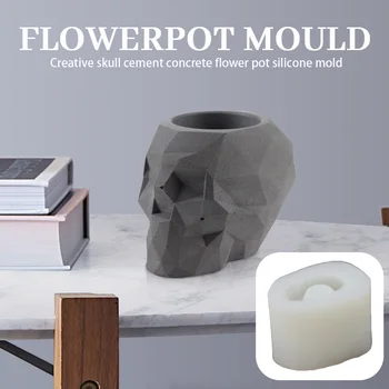 

Creative Geometric Skull Flowerpot Mold Concrete Plants Silicone Vase Flower Pot Mould DIY Cement Mould Clay Craft Pen Holder