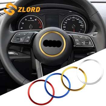 

Zlord Car styling Aluminum alloy Steering Wheel Ring Stickers Decals for Audi A3 A4 Q3 Q5 A5 A6 Automobiles Accessories