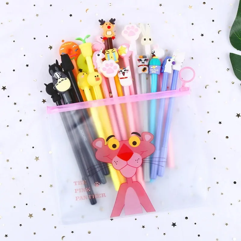 VOGVIGO 20pcs/lot Kawaii Girl Lovely Gel Pen Cartoon Neutral Pens Kit For Kids Gifts School Writing Supplies Stationery Bag Set