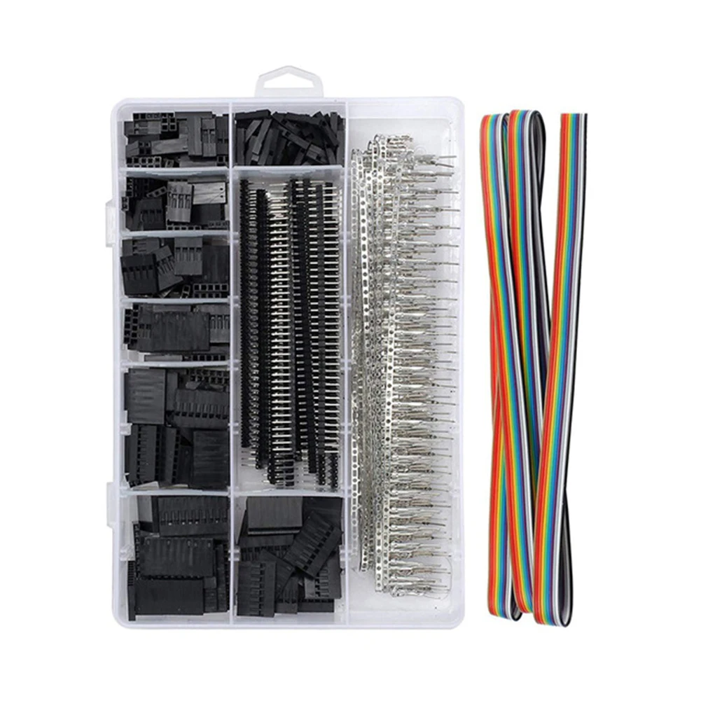 

1550Pcs 2.54mm Pitch Pin Housing Connector Dupont Male Female Crimp Pins Adaptor Assortment IDC Cable Terminals clamp kit Tool