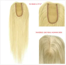 Cheap Neitsi 14 inch 12cm * 5cm Virgin Cuticle Remy Human Hair Toppers Wig 100% Straight Real Hair Pieces PU Base Toupee For Women