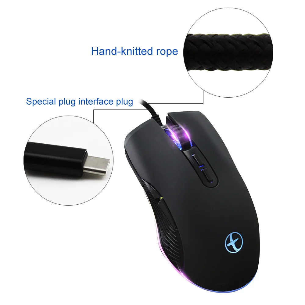 Type-C USB C RGB Gaming Mouse Game Mouse Gamer Mouse 3200 DPI