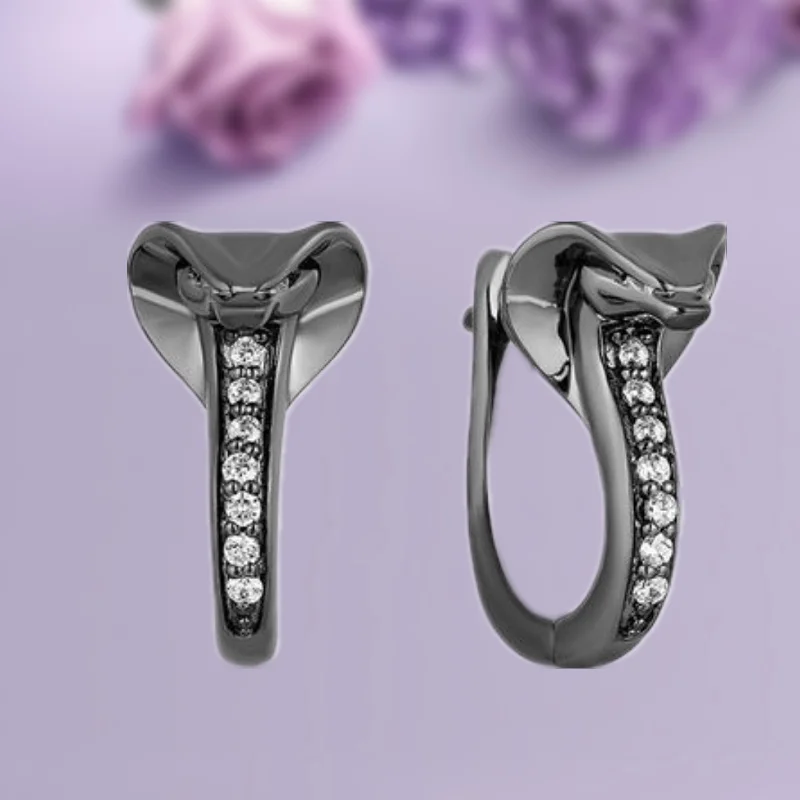 Ladies Earrings Classic income black zircon ladies animal earrings fashion exquisite popular cold black zircon