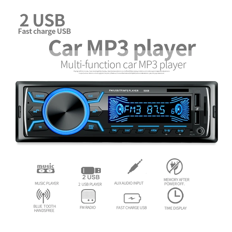 Bluetooth стерео цифровой медиаплеер один Дин радио в-тире Автомобильный MP3-плеер Usb/Sd/Tf/Fm/аудио вызов с беспроводной рэмо