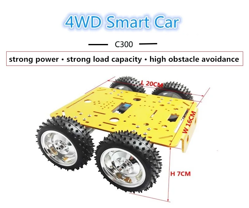 

C300 4WD Smart Robot Car 4 Motor and Driving Wheel Vehicle DIY RC Toy Remote Control Mobile Platform