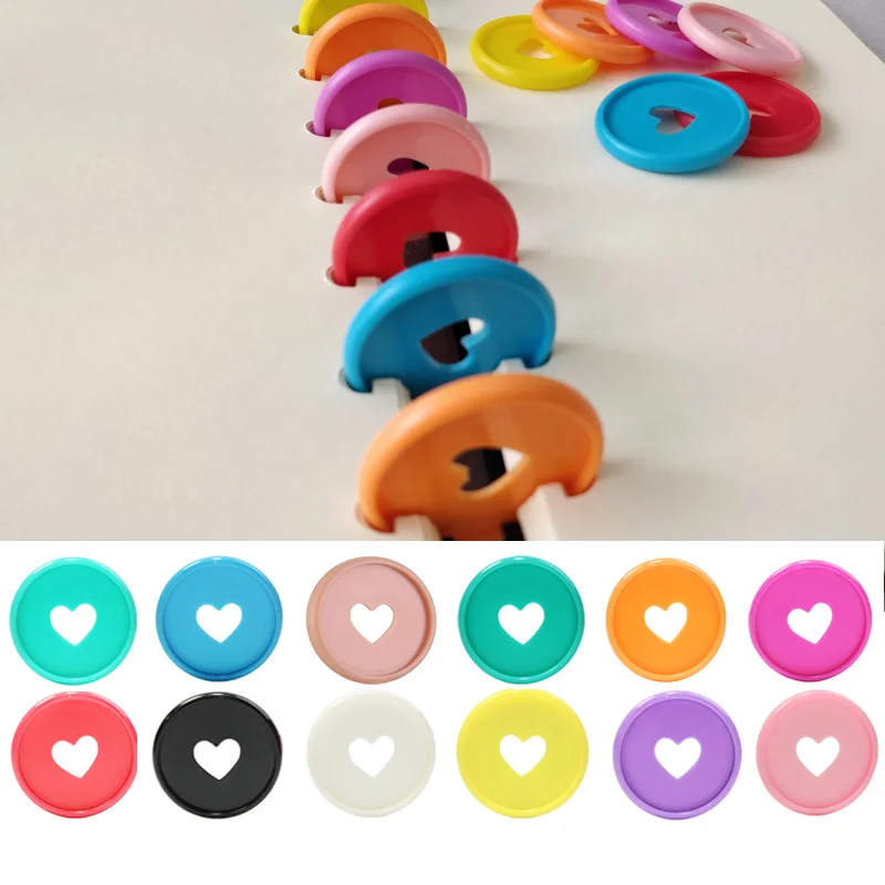 

100PCS 35MM Mushroom Hole Notebook Colorful Binding Plastic Disc Heart DIY Binder Rings Loose Leaf Ring Round Buckle Hoop