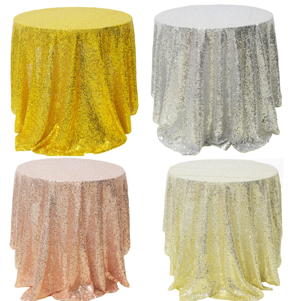 60/80/120cm Sequin Glitter Tablecloth Sparkly Material Cloth Wedding Party Decor 