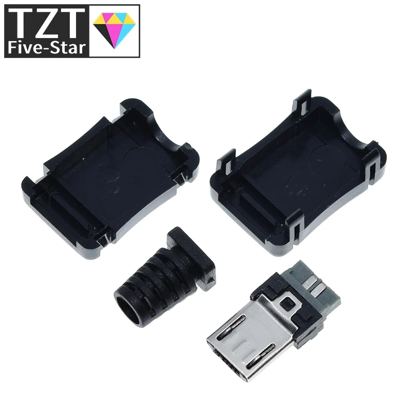TZT Высокое качество 10 шт. микро USB разъем Мужской Micro 2 0 5PIN с пластиковой крышкой