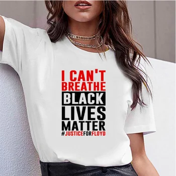 

2020 Women T-shirt I can’t Breath Loose T-shirt print O-neck Casual Above Knee Dress Top Black Lives Matter