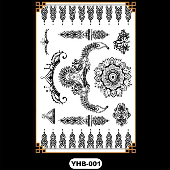 1   2pcs Women Black Lace Tattoo Stickers Waterproof Durable Hannah Sexy Fashion Tattoo Water Transfer Men Body Painting Sticker