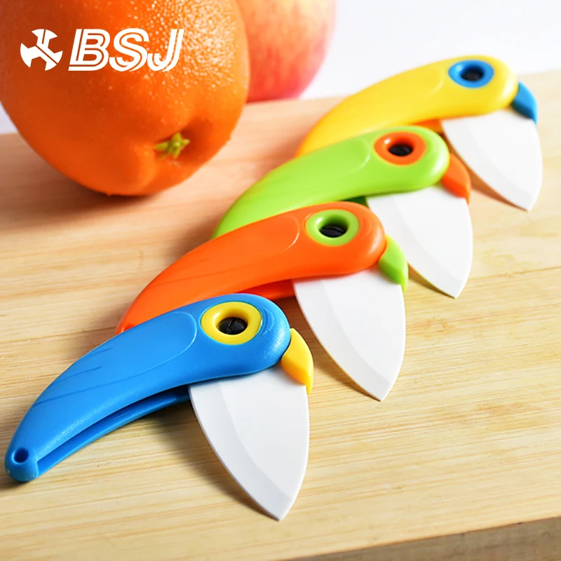 

Pare Peel Fold blade Mini Vegetable Kitchen Cutter Peeler Pocket Knife Bird Picnic Lunch Cut Slice Fruit Cutlery Ceramic bag box
