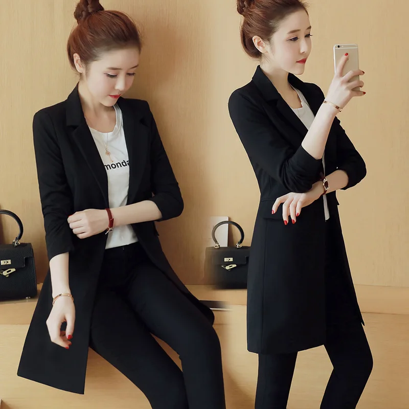 

2019 Spring And Autumn New Style Mid-length Business Suit Women's Korean-style Versatile Slim Fit Slimming Small Suit WOMEN'S Co