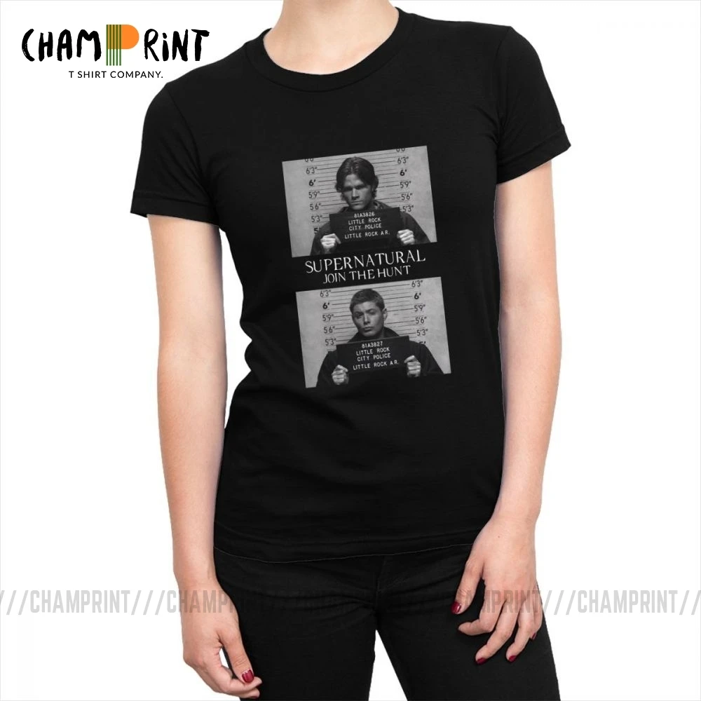 Сверхнатуральная футболка Mugshot для женщин Sam Winchester официальная Футболка Harajuku