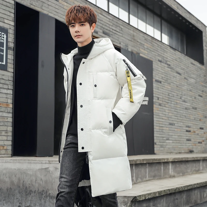 新作コレクション 限定商品発売中 送料無料 21冬韓国メンズフード付き白アヒルダウンロングジャケット男性貨物固体トレンチコートカップル緩い厚いウインドブレーカーm 3xl 保証書有 Hashaliach Co Il
