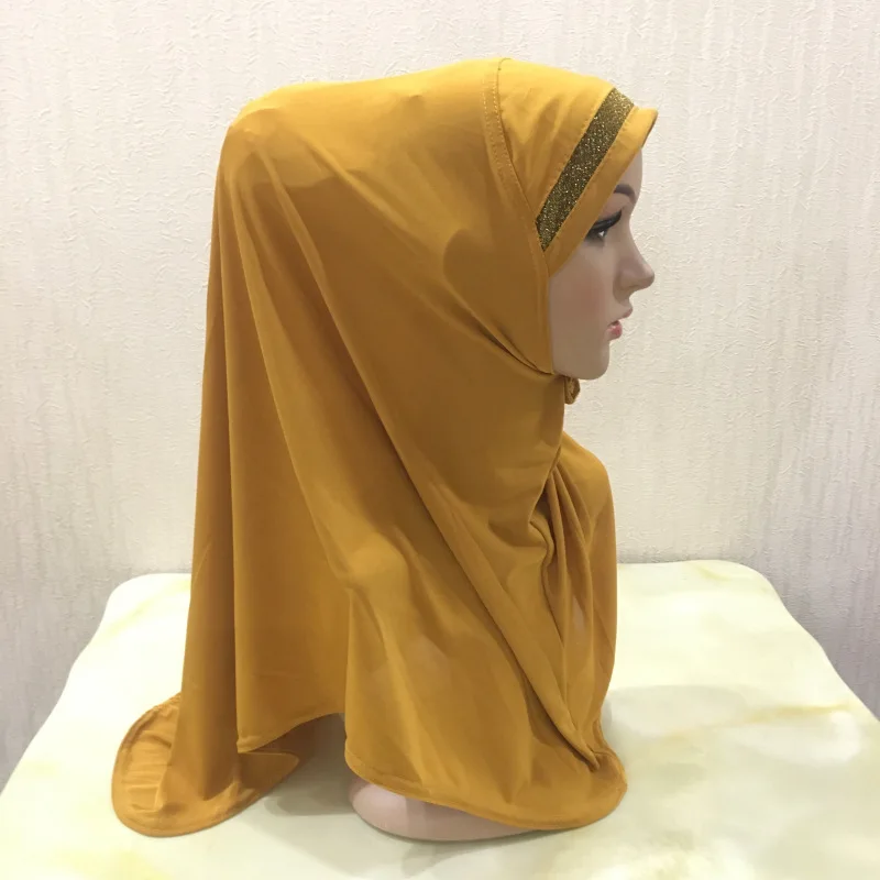 

Simple Muslim Women Glitter Instand Hijab Arab Ramadan Prayer Headwrap Ready to Wear Hijabs Musulman Femme Headscarf Shawl