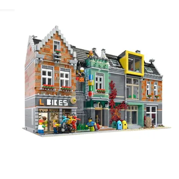 

2020 NEW Street View Series 32x32 Bike Shop modular Building Represents MOC Building Blocks Bricks Model City DIY Toys